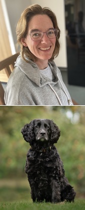 Clare Atkinson (n�e Clare Lang) with dog Drogo